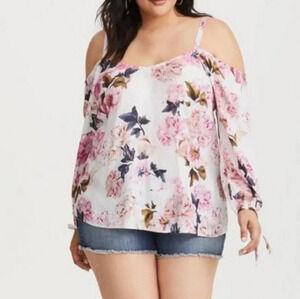 Torrid Cold Shoulder Blouse - Runway‎ Collection - Size 0/Large - Floral